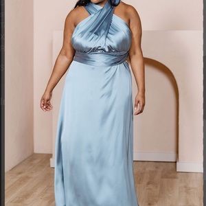 Revelry champagne satin convertible bridesmaid dress NWOT